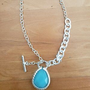 silver necklace with turquoise pendant